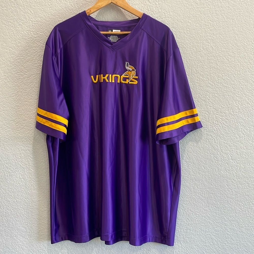 NFL Team Apparel Purple Minnesota Vikings Football Satin V Neck Jersey Size 2XL